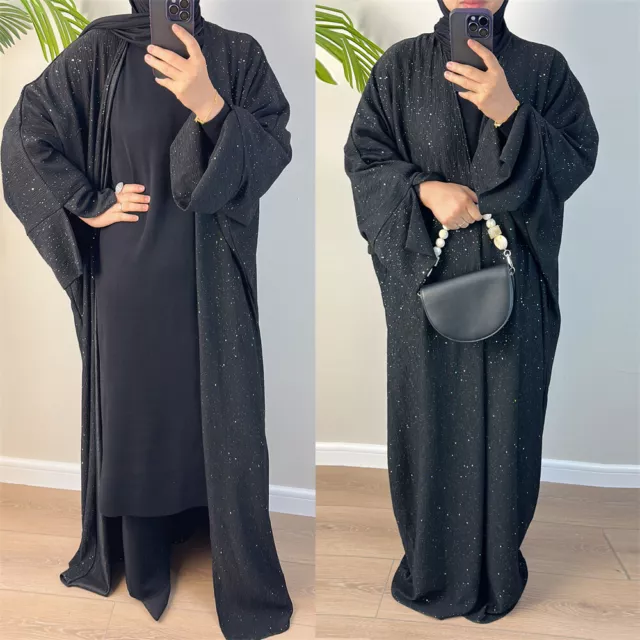 Muslim Ramadan Women Open Dress Kaftan Cardigan Kimono Abaya Islamic Caftan Robe