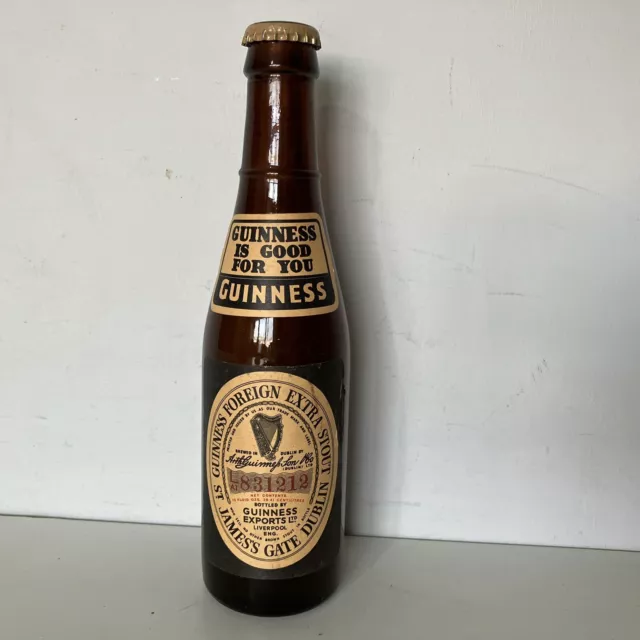 Vintage Guinness Is Good For You Label Extra Stout Bottle with Original Cap Lid