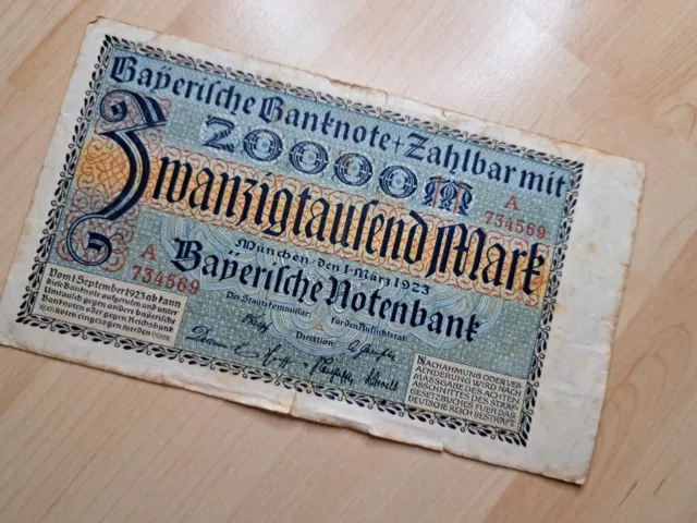 20000 Reichsmark Länderbanknote Bayern Notgeld 3
