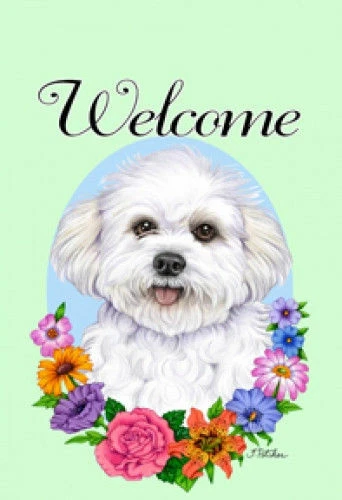 Welcome House Flag - Bichon Frise Pup 63137