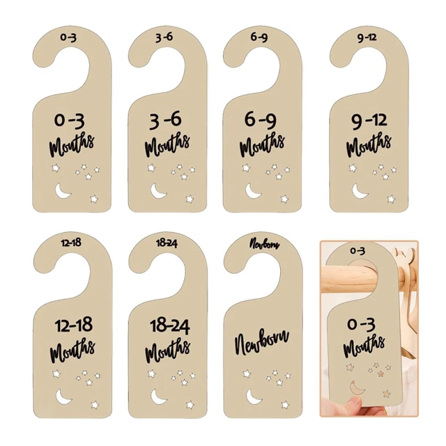 7 pièces en bois pour bébé vêtements taille cintre organisateur décor de