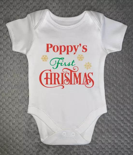 PERSONALISED Baby Vest - My 1st Christmas - ANY NAME - Bodysuit Baby Grow first