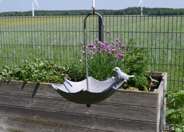 Vogeltränke hängend Schirm Vogelbad Tränke Gartendeko Futterstelle Metall