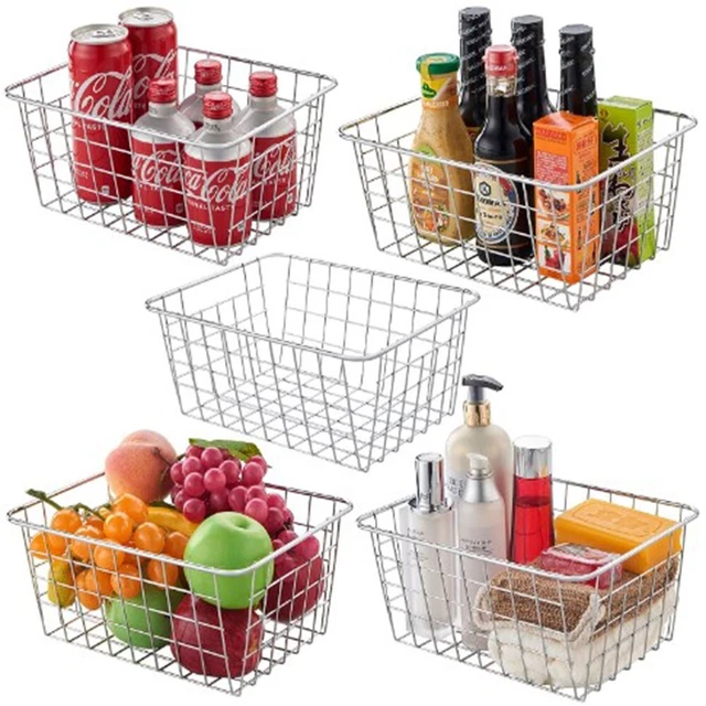 Wire Storage Baskets Organization 5 Pack For Kitchen Laundry Garage Fridge