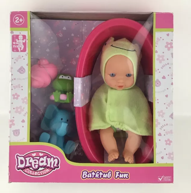 Muñeca bebé Dream Collection 10"" bañera divertida con juguetes para bañera edición rosa vintage