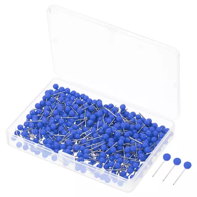 Spingi Perni,500pz Plastica Rotondo Testa Pollice Acciaio Punto,Scuro Blu