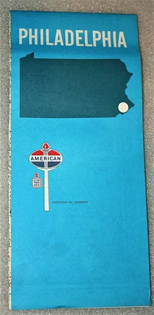 American Oil Co Amoco Gas Station Philadelphia PA Road Map NOS New 1969