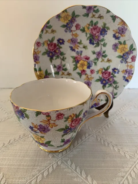 Royal Standard Teacup and Saucer Floral Chintz Vintage