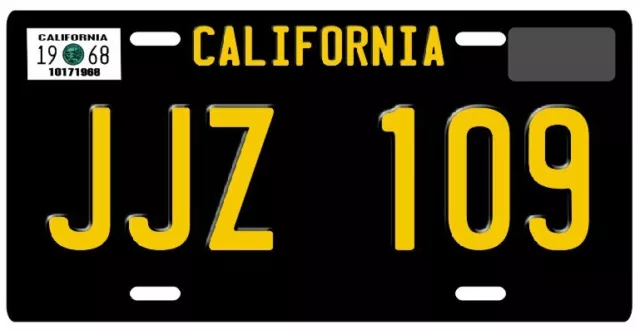 Steve McQueen Bullitt 1968 Ford Mustang GT California JJZ 109 License plate