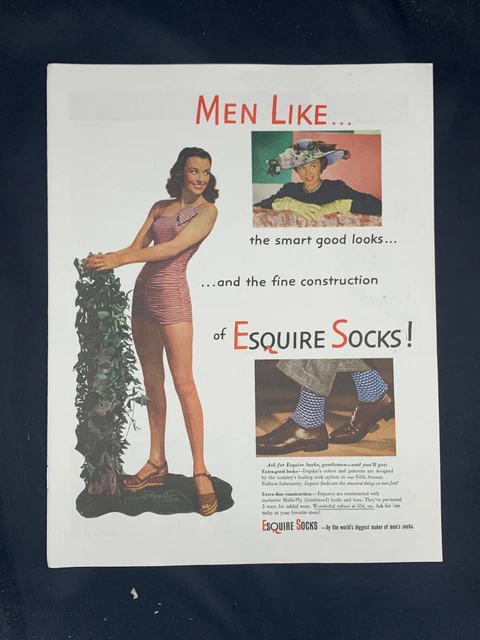 Magazine Ad* - 1948 - Esquire Socks - Sexy Swimsuit Girl - #2