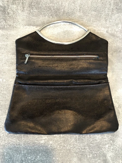 Bolso de Cuero, Cartera, Monedero, Teatro - Negro/Antiguo Vintage #A14