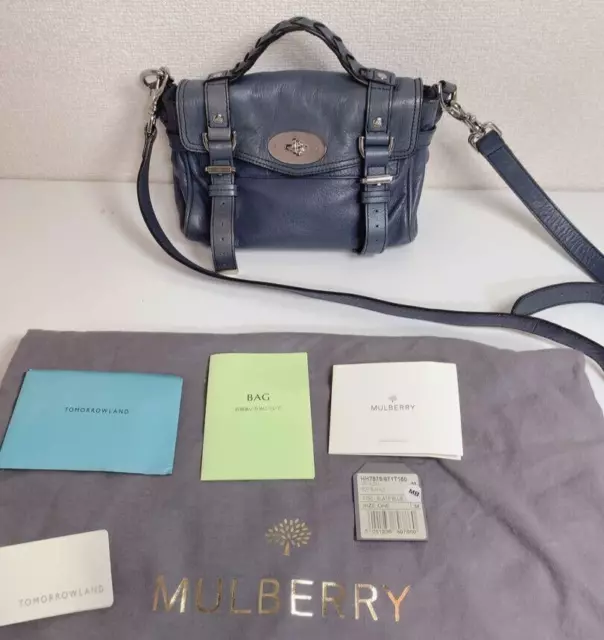 Mulberry Navy Mini Alexa Shoulder Bag Turnlock Leather Sy From Japan