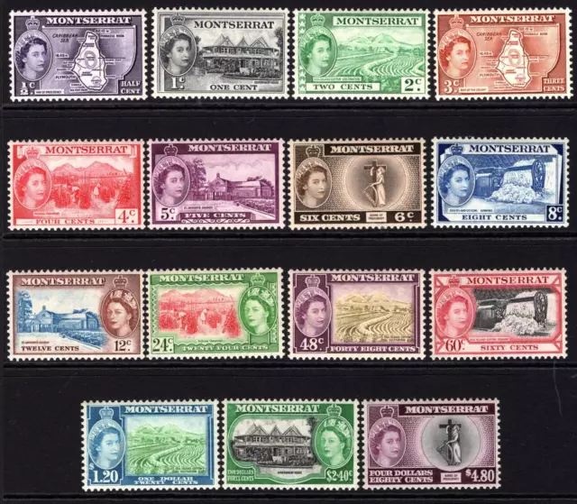 MONTSERRAT-1953-62 Set to $4.80.  An unmounted mint set Sg 136a-149