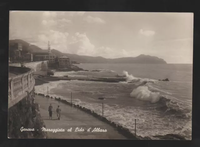 Genova Cartolina Mareggiata Al Lido D'albaro Fg Vg 1947 - Ed. F. Cali Rotalfoto