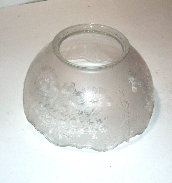 Vintage Frosted Etched Glass Gas Oil Lamp Light Globe Shade