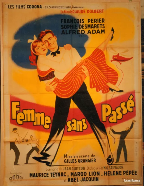 AFFICHE Ancienne de cinéma : "Femme sans passé" 1948 avec François Perrier