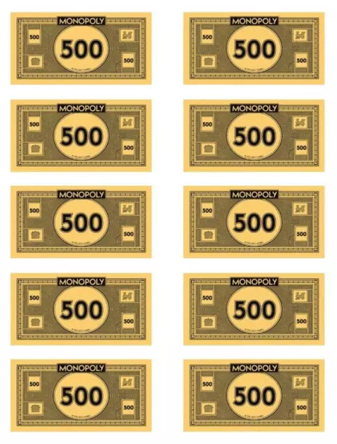 Monopoly Argent 500's 2024 Véritable Un Hundred Dollar Notes x10 Paquet Recharge