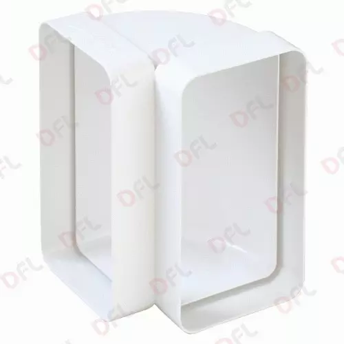 Courbe Aération Vertical pour Tube Rectangulaire PVC Blanc 120 X 60 MM