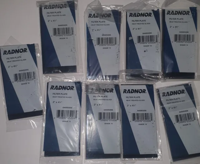 Radnor 64005006 Filter Plate 2" x 4-1/4" Shade 10 Heat Treated Glass Qty 9