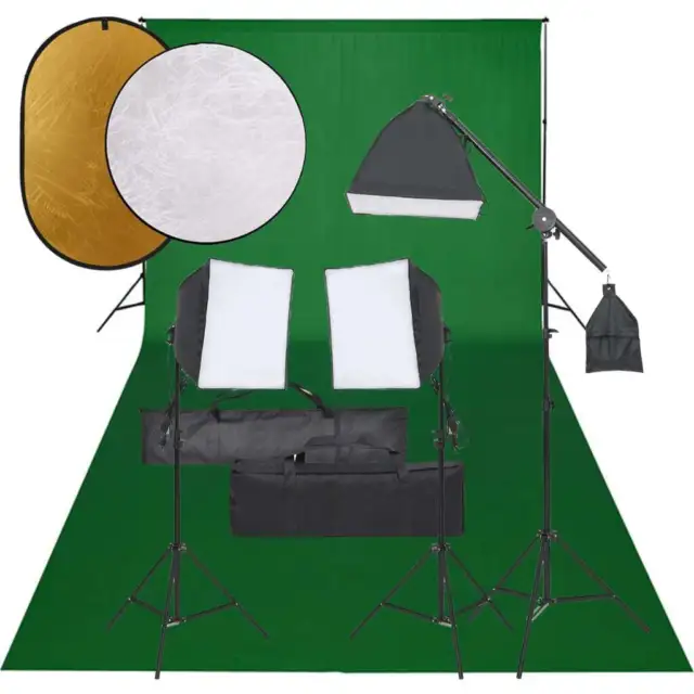 Kit de studio photo avec �clairage toile de fond et r�flecteur