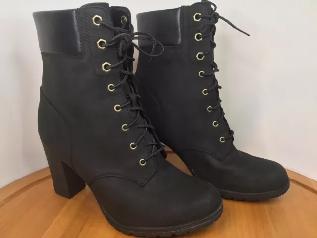 Timberland Earthkeepers Glancy 6” Ankle Boots High Heel Black Suede Womens 9