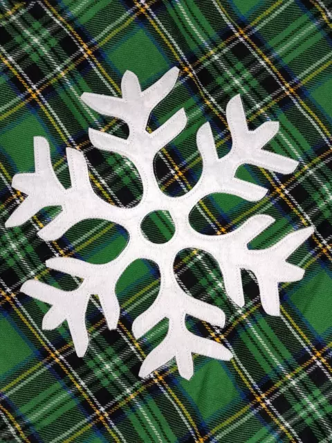 15x15 Christmas Tartan Plaid Square Throw Pillow Cover Green Snowflake Applique