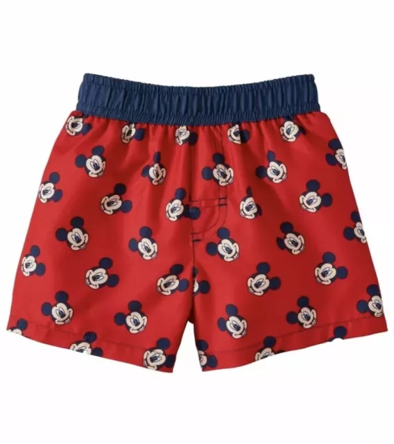 Disney Baby Mickey Mouse Infant Boy’s Board Shorts Red Navy 0-3 Months UPF 50+