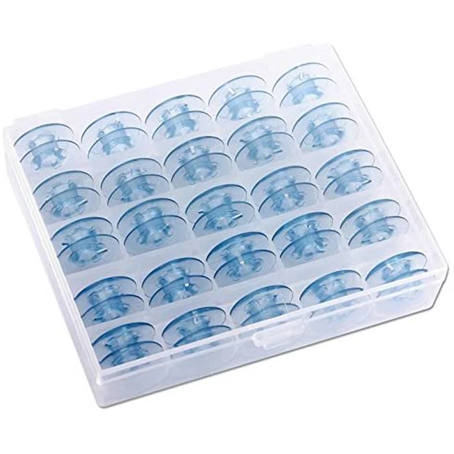 25pc Double-deck Spools Bobbins Case Organiser Sewing Machine Clear Box Storage