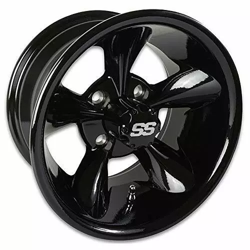 GTW Black Aluminum Golf Cart Wheel | 12x7 | Centered| 4x101.6mm Bolt Pattern