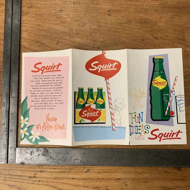 1960 Squirt Soda Fun Ideas Recipe Tri Fold Form 6016-R Refreshing Mixers