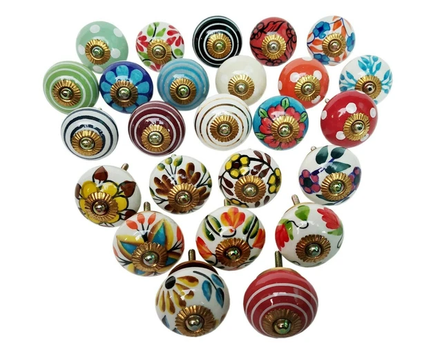 Boutons en céramique Boutons de porte Tiroir multicolore Poignée unique...