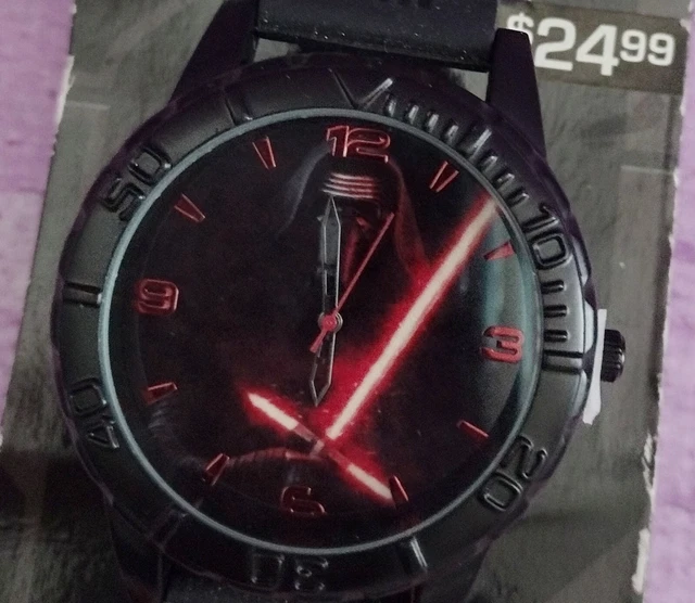 Star Wars Darth Vader Watch Wristwatch Disney Analog Black Light Saber NEW
