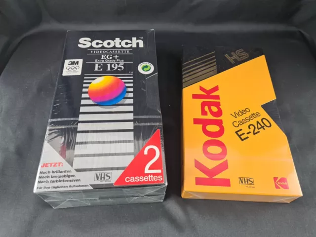 2 SCOTCH E-195 VHS Video Cassetten 195 min und 1 Kodak VHS E-240 NEU versiegelt