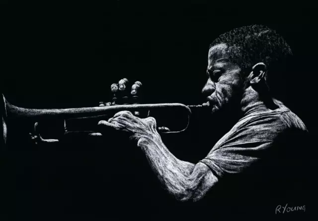 Contemporary Jazz Trumpeter - Signed Contemporary Fine Art Giclée Print Musician
