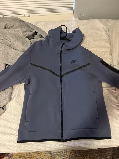 NIKE SPORTSWEAR TECH Fleece Hoodie Stone Blue/Black Mens Sz M CU4489 ...