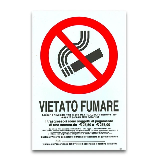 Cartello Vietato Fumare In Plexiglass 21x30 Cm - Con Distanziali