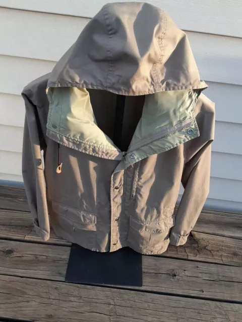 Field and Stream Mens Jacket Hip Length Lined with Hood Tan Size Medium