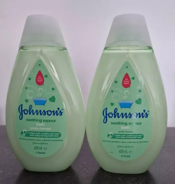 2 x Johnsons Soothing Vapour Bath No More Tears 400ml. Brand New. 800ml Total.