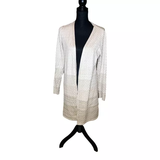 Whitehouse Black Market Open Front Pointelle Ombre Sweater Cardigan Duster *FLAW Whitehouse Black Market Open Front Pointelle Ombre Sweater Cardigan Duster *FLAW