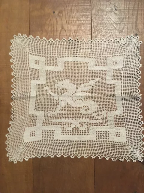 Très Belle Broderie 1940 Art Deco Dragon Bon État Pour Coussin Ou Drap Linge