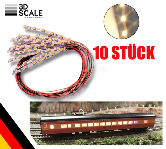 GB2--2832 LED 3mm Warmweiss & Rot Mit Adern Angelötet Ca. 28cm Fuer 24V 10 Stueck
