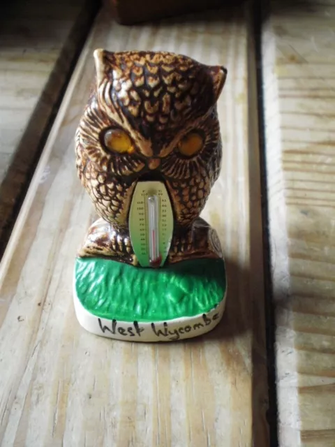 Vintage Owl Thermometer  Manor Ware West Wycombe hand painted amber eyes