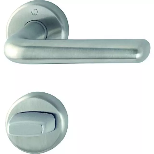 Maniglia Hoppe Helsingborg con rosette WC, acciaio inox opaco, 3075227 - NUOVO