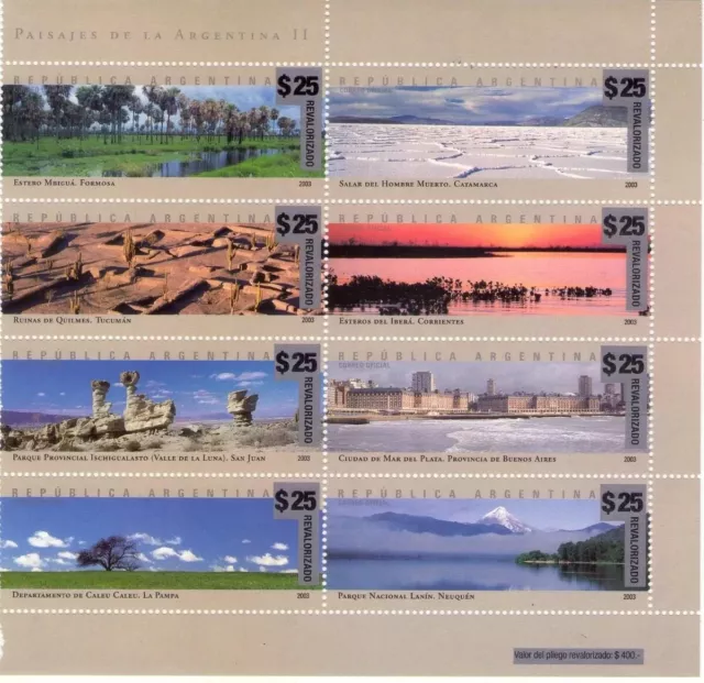 ARGENTINA STAMPS 2018 National Landscapes REVALUED OVERPRINTED MINT MNH FULL SET