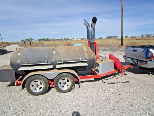 Wood Fired Smoker, Bbq, Rotisserie (118" X 37") On 17' 4" Trailer - Lightly Used