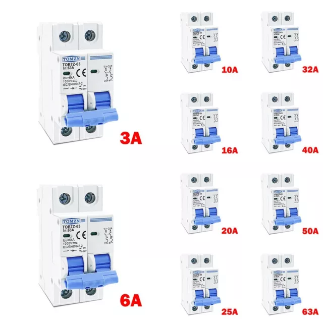 Interruttore circuito solare compatto 2P DC 1000V 3A 63A piccola generazione di