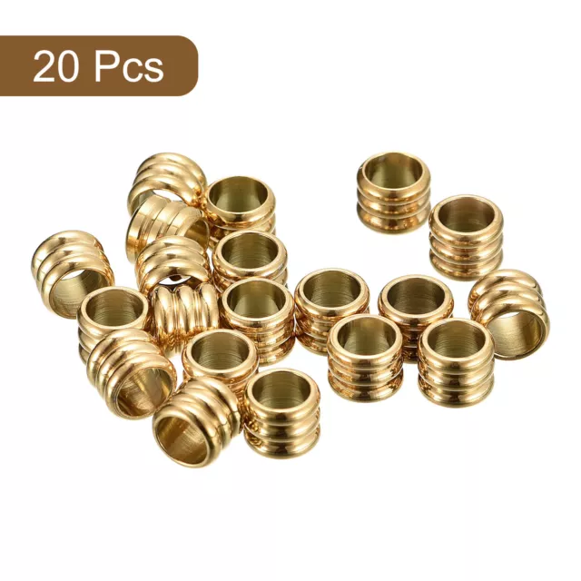 20Pcs Sleeve Column Beads, 5.5x7x5mm Crimp End Spacer for DIY, Gold Tone 3