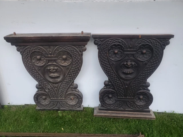 Antique Ornate Carved Victorian Architectural Salvage Wood Pieces Table Legs