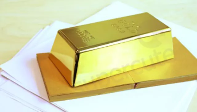 1 Pcs Gold Bar Bullion Door Stop Paperweight Simulation Gold Brick Home Dec XK