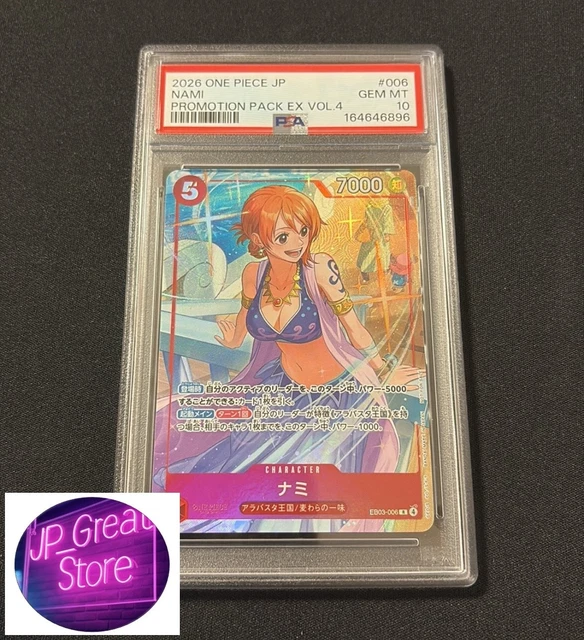 PSA 10 NAMI R EB03-006 Promotion Pack EX Vol.4 Japanese One Piece